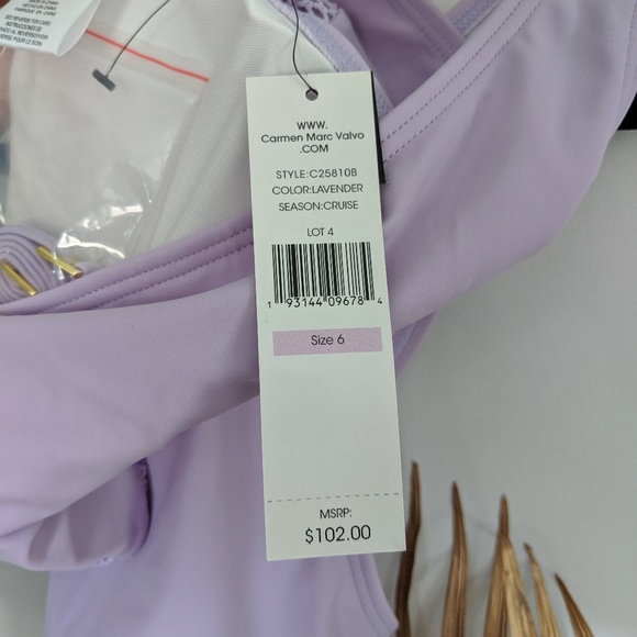 [Carmen Marc Valvo] Mesh Cutouts One Shoulder Swim - Picture 5 of 6